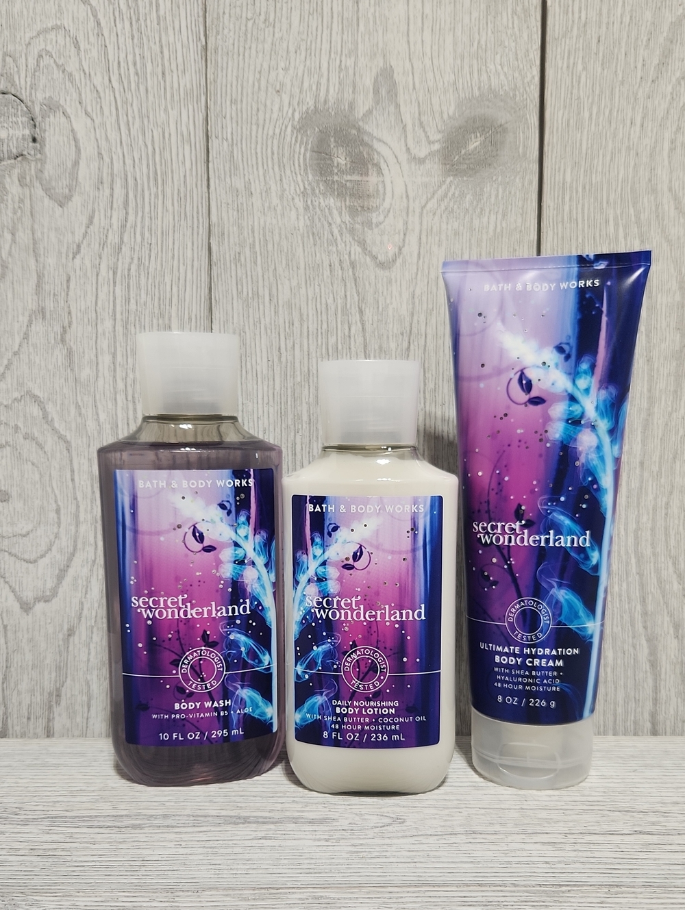Bath & Body Works Secret Wonderland 3pc Set Gel, Lotion, Cream